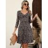 imageANRABESS Women Summer Casual 34 Sleeve V Neck Aline Knee Length Flowy Short Dresses with Pockets Black Brown Dot Large