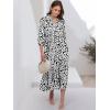 imageANRABESS Women Summer Dress 2025 34 Puff Sleeve Polo V Neck Floral Print Casual Boho Shirt Maxi Dress Beach Vacation ClothesLeopard Print