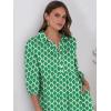 imageANRABESS Women Summer Dress 2025 34 Puff Sleeve Polo V Neck Floral Print Casual Boho Shirt Maxi Dress Beach Vacation ClothesLight Green