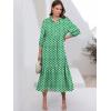 imageANRABESS Women Summer Dress 2025 34 Puff Sleeve Polo V Neck Floral Print Casual Boho Shirt Maxi Dress Beach Vacation ClothesLight Green