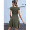 imageANRABESS Women Summer Short Sleeve Ribbed Knit Fit ampamp Flare ALine Flowy Business Casual Work Basic Mini Dress with PocketsArmy Green