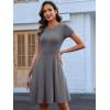 imageANRABESS Women Summer Short Sleeve Ribbed Knit Fit ampamp Flare ALine Flowy Business Casual Work Basic Mini Dress with PocketsGray