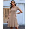 imageANRABESS Women Summer Short Sleeve Ribbed Knit Fit ampamp Flare ALine Flowy Business Casual Work Basic Mini Dress with PocketsLight Khaki