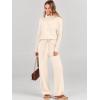 imageANRABESS Women Two Piece Outfits Oversized Turtleneck Knit Pullover Sweater Top Wide Leg Pants Lounge Set Sweatsuit 2025 FallBeige