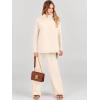 imageANRABESS Women Two Piece Outfits Oversized Turtleneck Knit Pullover Sweater Top Wide Leg Pants Lounge Set Sweatsuit 2025 FallBeige