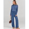 imageANRABESS Women Two Piece Outfits Oversized Turtleneck Knit Pullover Sweater Top Wide Leg Pants Lounge Set Sweatsuit 2025 FallBlue