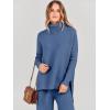 imageANRABESS Women Two Piece Outfits Oversized Turtleneck Knit Pullover Sweater Top Wide Leg Pants Lounge Set Sweatsuit 2025 FallBlue