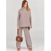imageANRABESS Women Two Piece Outfits Oversized Turtleneck Knit Pullover Sweater Top Wide Leg Pants Lounge Set Sweatsuit 2025 FallCamel
