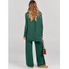 imageANRABESS Women Two Piece Outfits Oversized Turtleneck Knit Pullover Sweater Top Wide Leg Pants Lounge Set Sweatsuit 2025 FallDark Green
