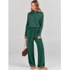 imageANRABESS Women Two Piece Outfits Oversized Turtleneck Knit Pullover Sweater Top Wide Leg Pants Lounge Set Sweatsuit 2025 FallDark Green