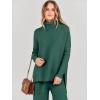 imageANRABESS Women Two Piece Outfits Oversized Turtleneck Knit Pullover Sweater Top Wide Leg Pants Lounge Set Sweatsuit 2025 FallDark Green