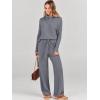 imageANRABESS Women Two Piece Outfits Oversized Turtleneck Knit Pullover Sweater Top Wide Leg Pants Lounge Set Sweatsuit 2025 FallDark Grey