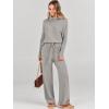 imageANRABESS Women Two Piece Outfits Oversized Turtleneck Knit Pullover Sweater Top Wide Leg Pants Lounge Set Sweatsuit 2025 FallGray Apricort