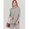 imageANRABESS Women Two Piece Outfits Oversized Turtleneck Knit Pullover Sweater Top Wide Leg Pants Lounge Set Sweatsuit 2025 FallGray Apricort