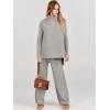 imageANRABESS Women Two Piece Outfits Oversized Turtleneck Knit Pullover Sweater Top Wide Leg Pants Lounge Set Sweatsuit 2025 FallGray Apricort