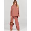 imageANRABESS Women Two Piece Outfits Oversized Turtleneck Knit Pullover Sweater Top Wide Leg Pants Lounge Set Sweatsuit 2025 FallRust