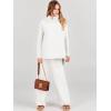 imageANRABESS Women Two Piece Outfits Oversized Turtleneck Knit Pullover Sweater Top Wide Leg Pants Lounge Set Sweatsuit 2025 FallWhite