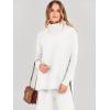 imageANRABESS Women Two Piece Outfits Oversized Turtleneck Knit Pullover Sweater Top Wide Leg Pants Lounge Set Sweatsuit 2025 FallWhite