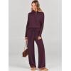 imageANRABESS Women Two Piece Outfits Oversized Turtleneck Knit Pullover Sweater Top Wide Leg Pants Lounge Set Sweatsuit 2025 FallWine Red