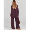 imageANRABESS Women Two Piece Outfits Oversized Turtleneck Knit Pullover Sweater Top Wide Leg Pants Lounge Set Sweatsuit 2025 FallWine Red