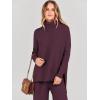 imageANRABESS Women Two Piece Outfits Oversized Turtleneck Knit Pullover Sweater Top Wide Leg Pants Lounge Set Sweatsuit 2025 FallWine Red