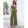 imageANRABESS Women V Neck Spaghetti Strap Wide Leg Dressy Jumpsuits 2025 Summer Casual One Piece Jumper Romper Outfits ampamp Pockets Olive Green XXLarge