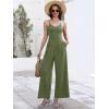 imageANRABESS Women V Neck Spaghetti Strap Wide Leg Dressy Jumpsuits 2025 Summer Casual One Piece Jumper Romper Outfits ampamp Pockets Olive Green XXLarge