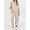 imageANRABESS Womens 2 Piece Outfits Sweatsuits Oversized Sweatshirts Barrel Pants Matching Lounge Sets 2025 Fall Travel ClothesAlmond