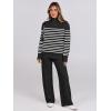 imageANRABESS Womens 2 Piece Outfits Turtleneck Matching Lounge Set Sweater Top Wide Leg Pants Fall Cozy Knit Sweatsuit LoungewearBlack White Stripe