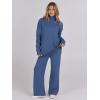 imageANRABESS Womens 2 Piece Outfits Turtleneck Matching Lounge Set Sweater Top Wide Leg Pants Fall Cozy Knit Sweatsuit LoungewearBlue