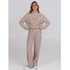 imageANRABESS Womens 2 Piece Outfits Turtleneck Matching Lounge Set Sweater Top Wide Leg Pants Fall Cozy Knit Sweatsuit LoungewearCamel