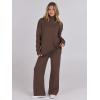 imageANRABESS Womens 2 Piece Outfits Turtleneck Matching Lounge Set Sweater Top Wide Leg Pants Fall Cozy Knit Sweatsuit LoungewearCoffee
