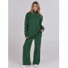 imageANRABESS Womens 2 Piece Outfits Turtleneck Matching Lounge Set Sweater Top Wide Leg Pants Fall Cozy Knit Sweatsuit LoungewearGreen