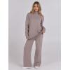 imageANRABESS Womens 2 Piece Outfits Turtleneck Matching Lounge Set Sweater Top Wide Leg Pants Fall Cozy Knit Sweatsuit LoungewearKhaki