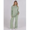 imageANRABESS Womens 2 Piece Outfits Turtleneck Matching Lounge Set Sweater Top Wide Leg Pants Fall Cozy Knit Sweatsuit LoungewearLight Green