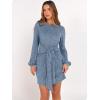 imageANRABESS Womens 2025 Fall Dress Long Lantern Sleeve Ribbed Knit Casual Tie Waist Lightweight Mini Sweater DressGrey Blue