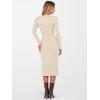 imageANRABESS Womens 2025 Fall Long Sleeve Midi Dress Ribbed Knit Bodycon Fitted Button Down Wedding Guest Slit Sweater DressesBeige