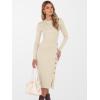 imageANRABESS Womens 2025 Fall Long Sleeve Midi Dress Ribbed Knit Bodycon Fitted Button Down Wedding Guest Slit Sweater DressesBeige