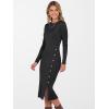 imageANRABESS Womens 2025 Fall Long Sleeve Midi Dress Ribbed Knit Bodycon Fitted Button Down Wedding Guest Slit Sweater DressesBlack