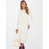 imageANRABESS Womens 2025 Fall Long Sleeve Midi Dress Ribbed Knit Bodycon Fitted Button Down Wedding Guest Slit Sweater DressesWhite