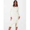 imageANRABESS Womens 2025 Fall Long Sleeve Midi Dress Ribbed Knit Bodycon Fitted Button Down Wedding Guest Slit Sweater DressesWhite