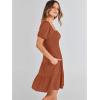 imageANRABESS Womens 2025 Summer Casual Dress Square Neck Puff Sleeve Boho Beach Vacation Short DressBrown