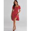imageANRABESS Womens 2025 Summer Casual Dress Square Neck Puff Sleeve Boho Beach Vacation Short DressRed