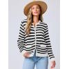 imageANRABESS Womens Cardigan Sweater Long Sleeve Button Down Lady Tweed Knit Jackets 2025 Fall OutfitsBlack White Strip