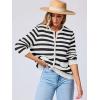 imageANRABESS Womens Cardigan Sweater Long Sleeve Button Down Lady Tweed Knit Jackets 2025 Fall OutfitsBlack White Strip