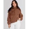 imageANRABESS Womens Fuzzy Fleece Jacket Fall Casual Long Sleeve Cropped Sherpa Button Down Shacket Coats Outwear With PocketsBrown