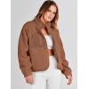imageANRABESS Womens Fuzzy Fleece Jacket Fall Casual Long Sleeve Cropped Sherpa Button Down Shacket Coats Outwear With PocketsBrown