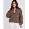 imageANRABESS Womens Fuzzy Fleece Jacket Fall Casual Long Sleeve Cropped Sherpa Button Down Shacket Coats Outwear With PocketsCoffee