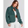 imageANRABESS Womens Fuzzy Fleece Jacket Fall Casual Long Sleeve Cropped Sherpa Button Down Shacket Coats Outwear With PocketsDark Green
