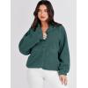 imageANRABESS Womens Fuzzy Fleece Jacket Fall Casual Long Sleeve Cropped Sherpa Button Down Shacket Coats Outwear With PocketsDark Green